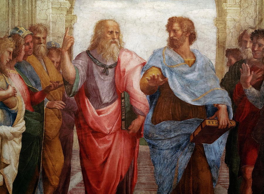 The School of Athens (cropped) to show Plato and Aristotle by Raphael in 1509